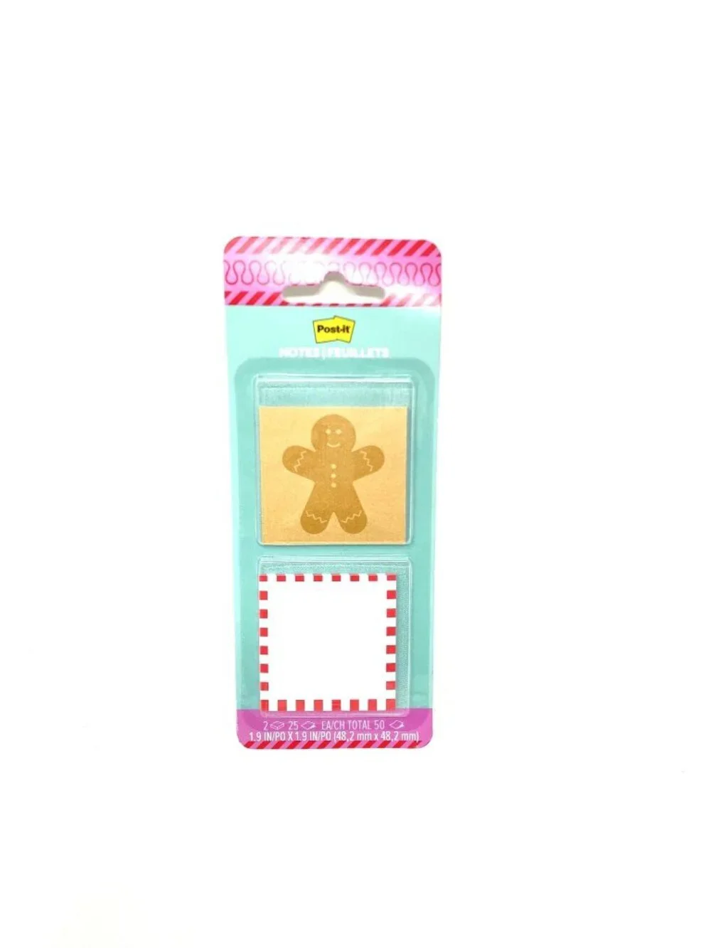 Post-it® 2 Packs Jingle Notes Gingerbread Man/Candy And Pink Green Round Candy